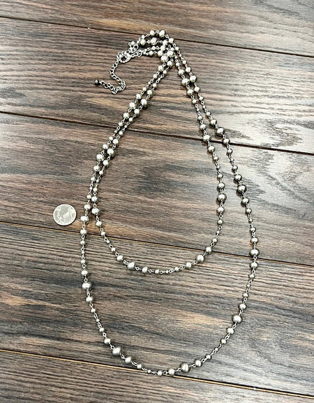 Silver 2-strand 40” Navajo Bead Necklace