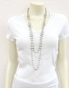 Silver 2-strand 40” Navajo Bead Necklace