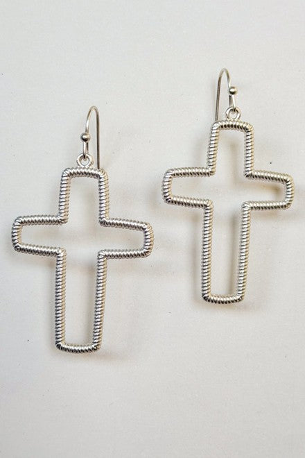 Beverly Cross Earrings - Silver