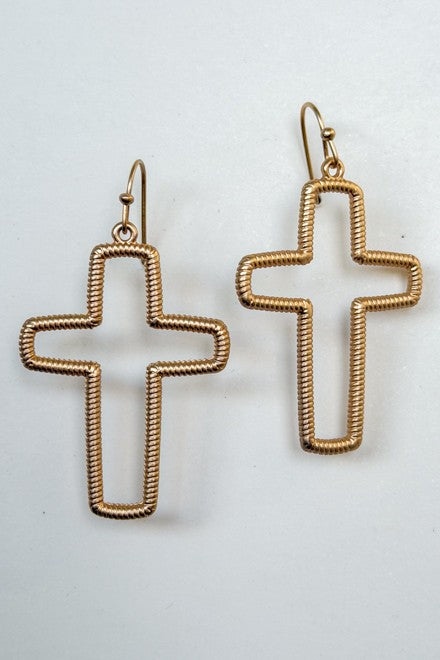 Beverly Cross Earrings - Gold
