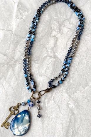 Suki Necklace - Blue Agate