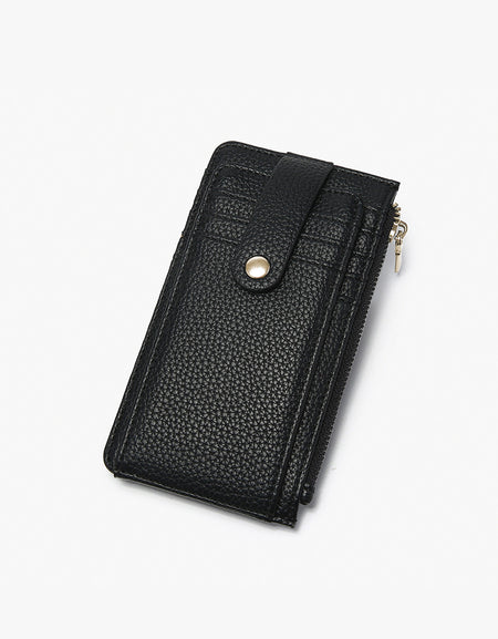 Mae Multi-Card Wallet w/ Strap Snap Closure - Black