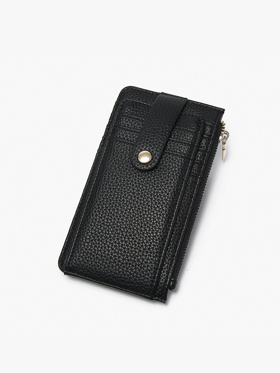 Mae Multi-Card Wallet w/ Strap Snap Closure - Black