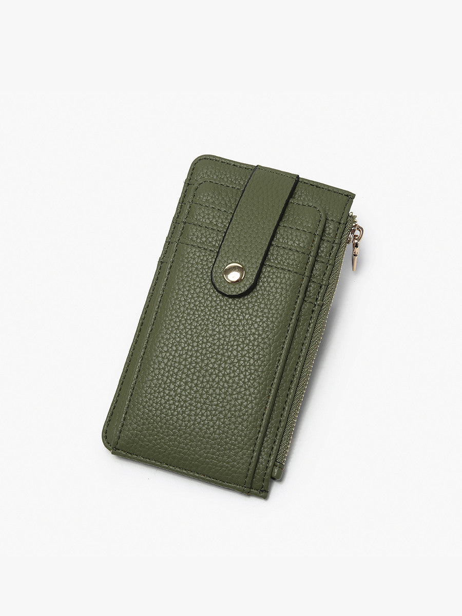 Mae Multi-Card Wallet with Strap Snap Closure - Olive