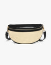 Nevaeh Straw Sling/Crossbody w/ Vegan Leather Contrast - Black/natural