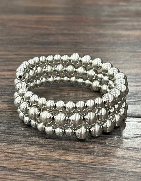 Navajo Bead Wrap Bracelet - Silver