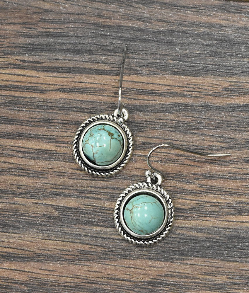 Turquoise 10MM round stone earrings