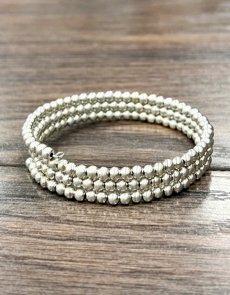 4mm Silver Western Bead Wrap Bracelet