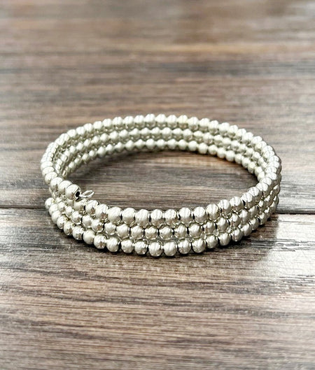 4mm Silver Western Bead Wrap Bracelet