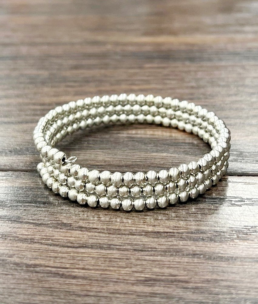 4mm Silver Western Bead Wrap Bracelet