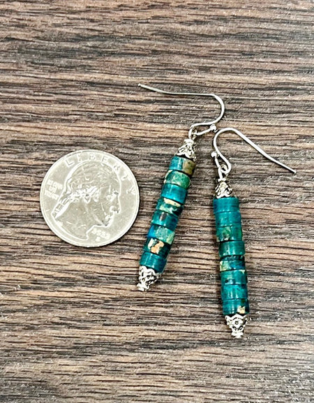 6mm Rondelle Gemstone Earrings - Turquoise