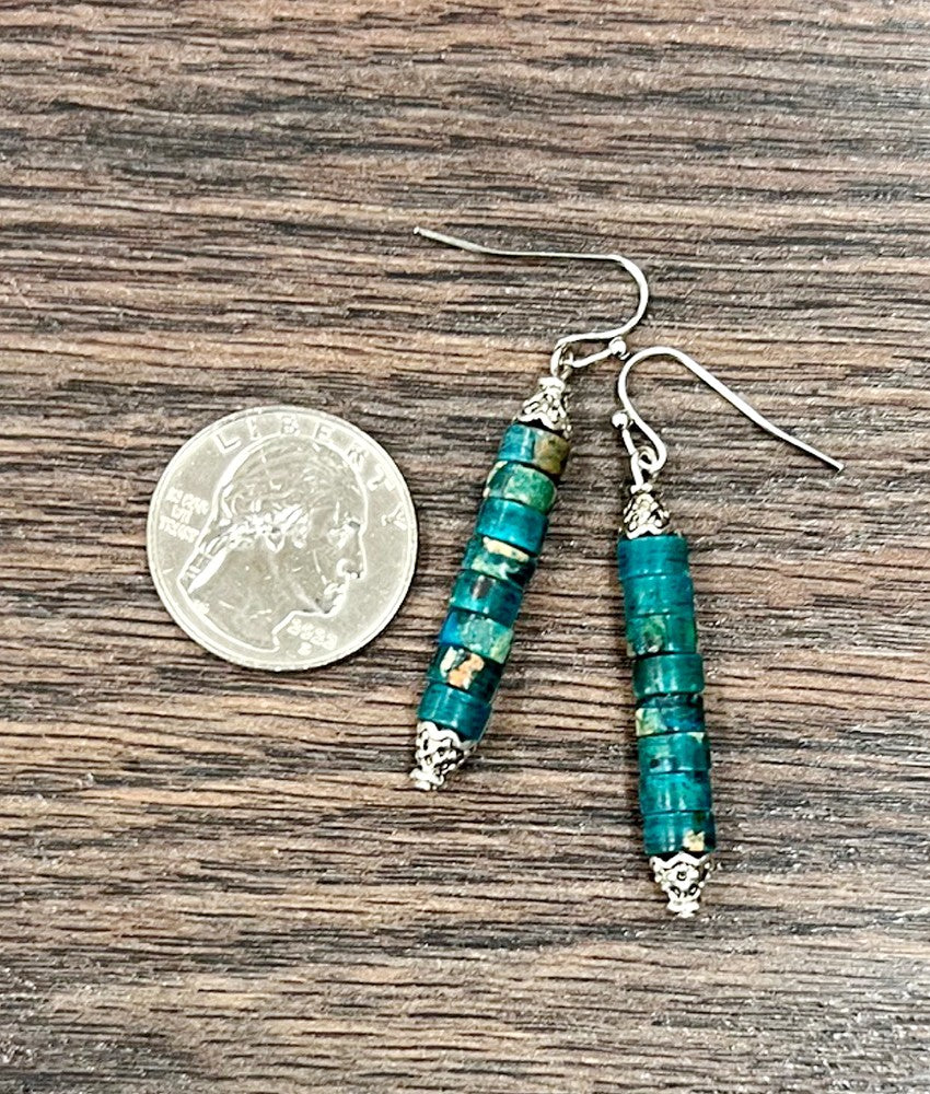 6mm Rondelle Gemstone Earrings - Turquoise