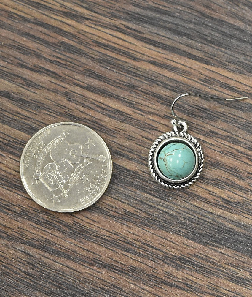 10mm Turquoise Stone Round Earrings