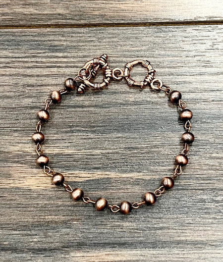 Copper Western Bead Adjustable Toggle Bracelet