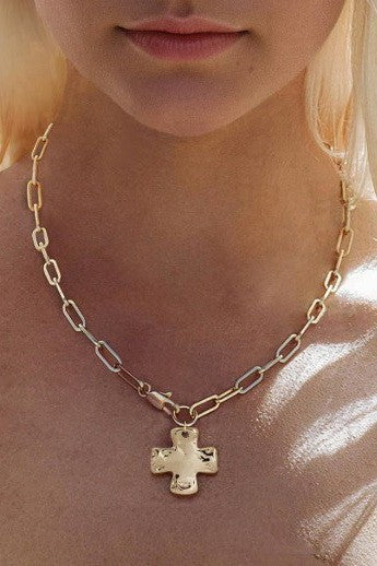 Small Cross Front Toggle Necklace