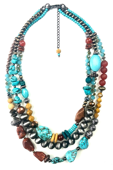 Chunky bead 3-strand necklace