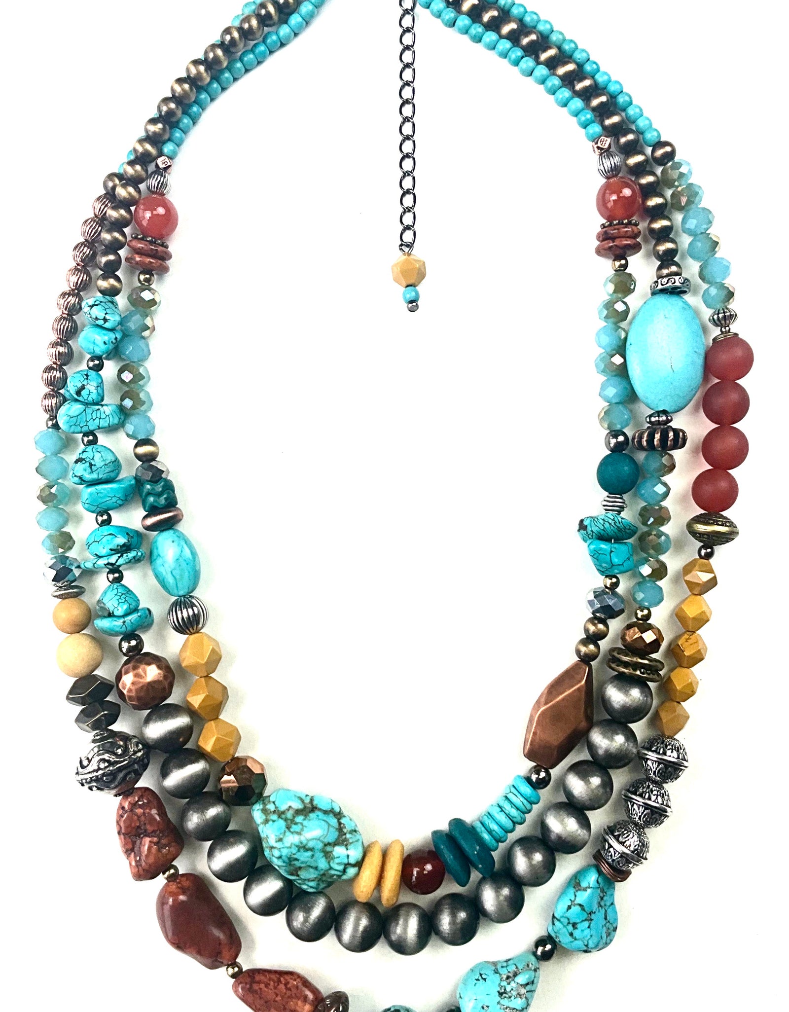 Chunky bead 3-strand necklace
