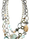 Multi-strand coastal chunky bead necklace
