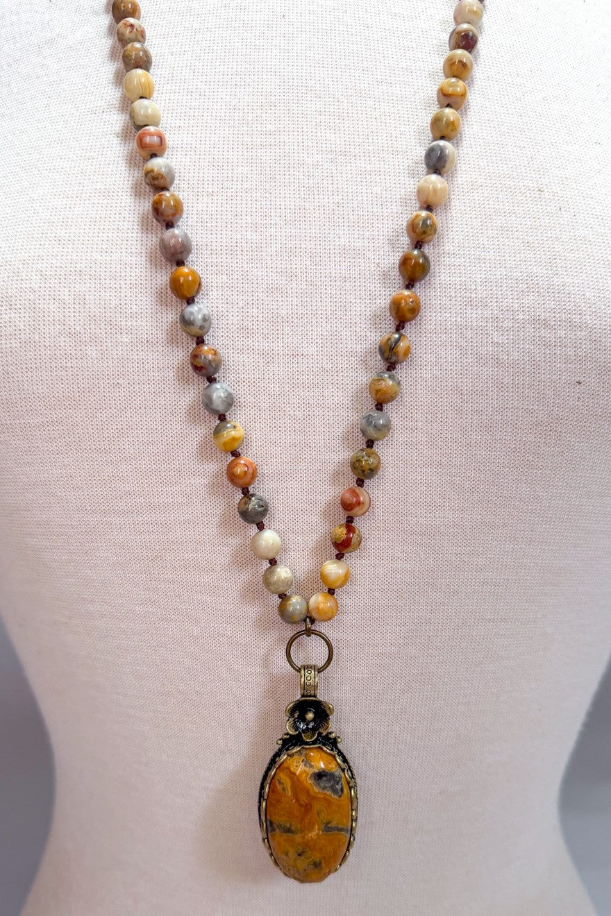 Florette Necklace - Crazy Agate