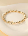 Cross Ball Chain Stretch Bracelet - Gold
