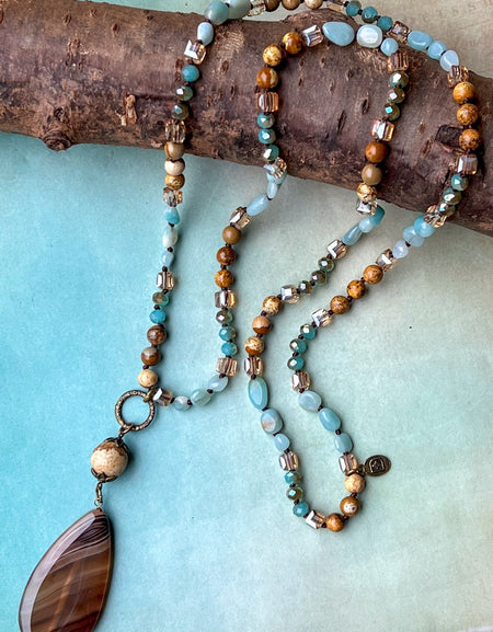 Debbie Necklace - Turquoise/Brown