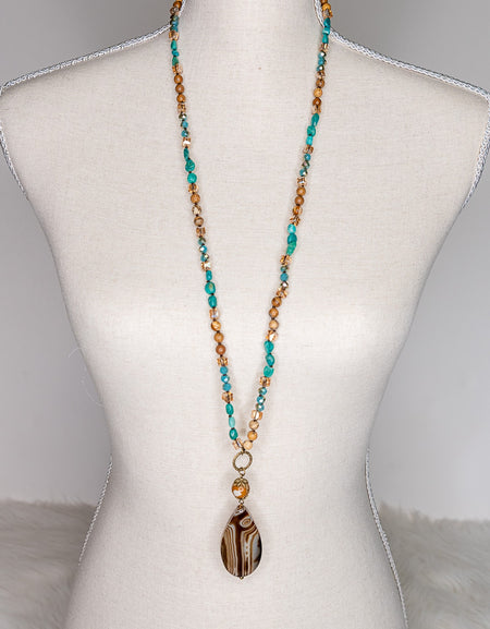 Debbie Necklace - Turquoise/Brown