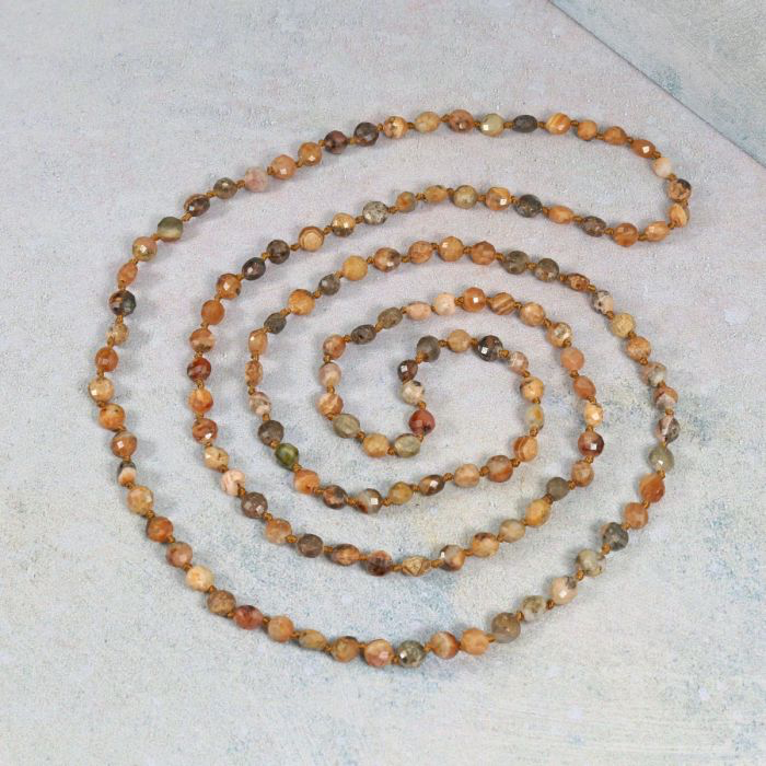 5mm Infinity Coin-Shaped Orange Rhodonite Necklace