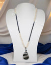 Freshwater Pearl and Crystal Pendant Necklace - blue crystal