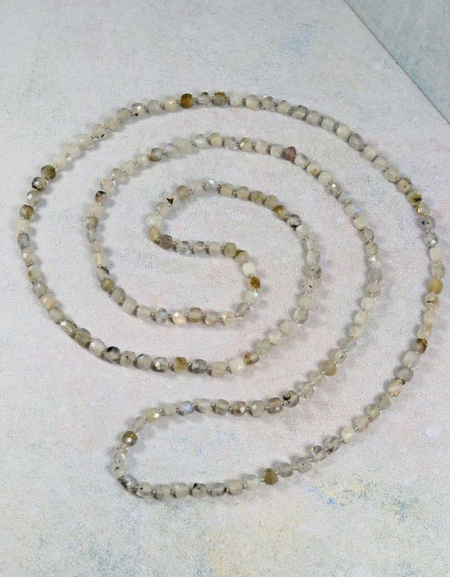 36" 4mm Infinity Squared Micro-cut Labradorite Necklace