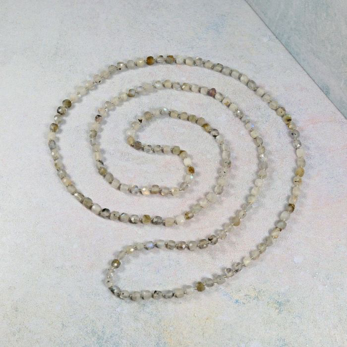 36" 4mm Infinity Squared Micro-cut Labradorite Necklace