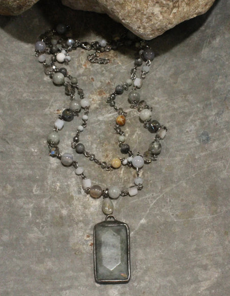 PGJ Just Beads Layered Gray Necklace