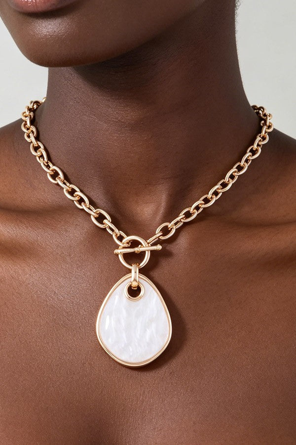 Marble Stone Toggle Chain Necklace
