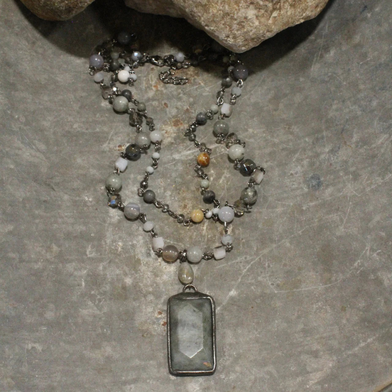 PGJ Just Beads Layered Gray Necklace