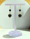 Onyx and Gold-Tone Wire Drop Earrings