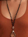 Glass Crystal Pendant Beaded Chain Link Necklace