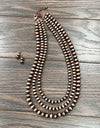 24" Copper Western Bead Strand Necklace Earrings Set