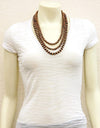 24" Copper Western Bead Strand Necklace Earrings Set
