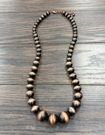 Very-big 30" Graduated Copper Western Bead Necklace