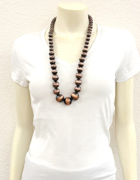 Very-big 30" Graduated Copper Western Bead Necklace