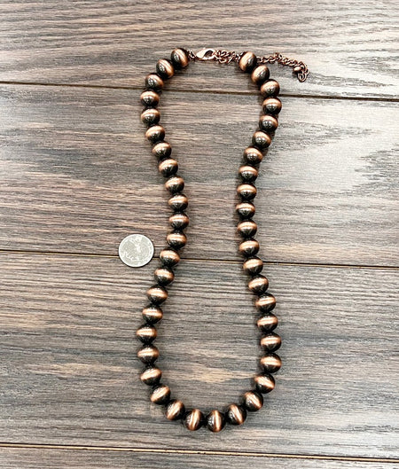 24" Big 14mm Copper Western Bead Necklace