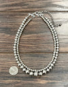 16" Graduated Silver Western Bead 2-strand Necklace
