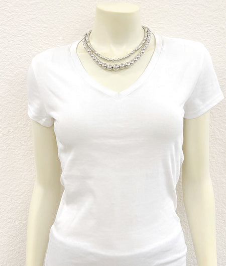 16" Graduated Silver Western Bead 2-strand Necklace