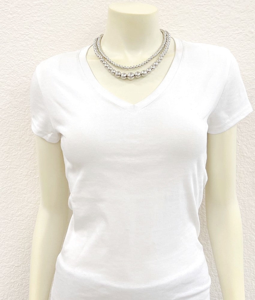 16" Graduated Silver Western Bead 2-strand Necklace