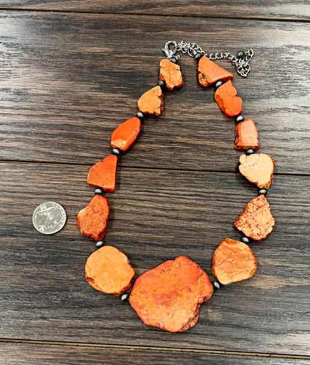 18" Slab Orange Stone Necklace