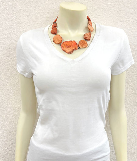 18" Slab Orange Stone Necklace