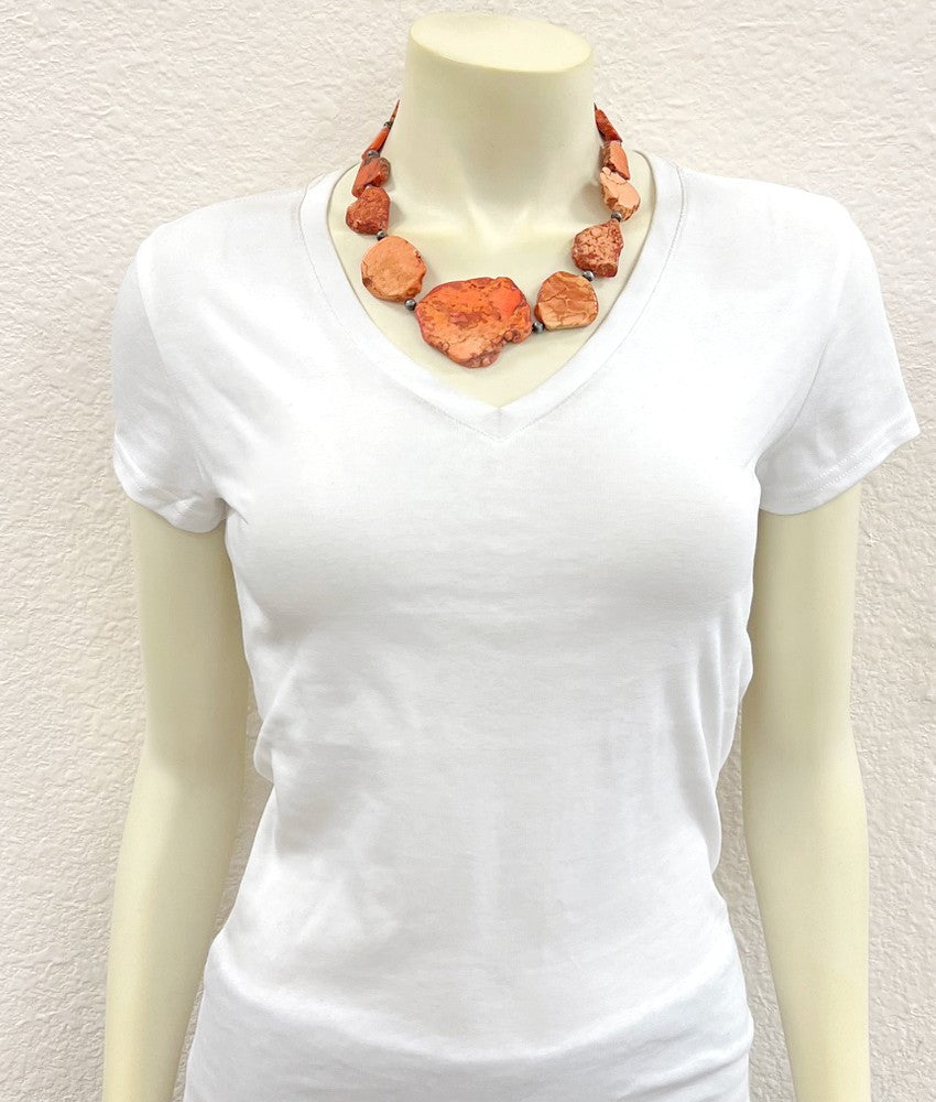 18" Slab Orange Stone Necklace