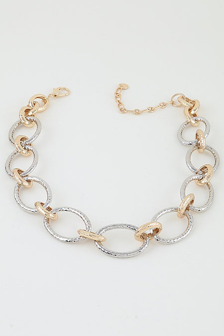 Indented Hoop Chain Statement Necklace