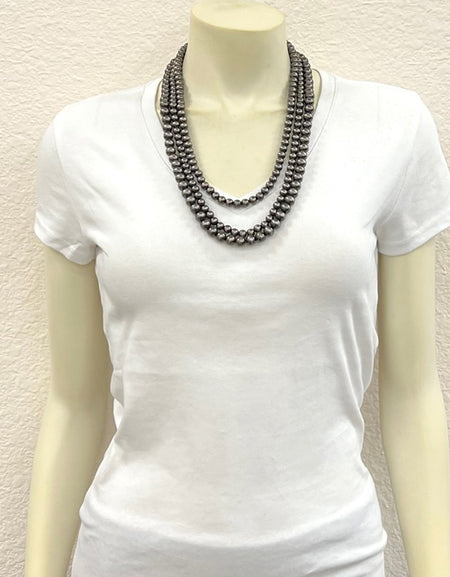 24" Polish Western Bead Strand Necklace Earrings Set