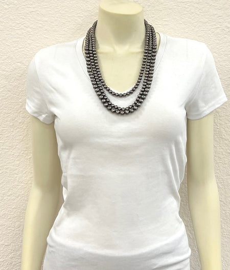 24" Polish Western Bead Strand Necklace Earrings Set