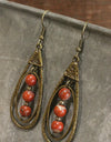 PGJ Bronze Teardrop Rusty Red Stone Dangle Earrings